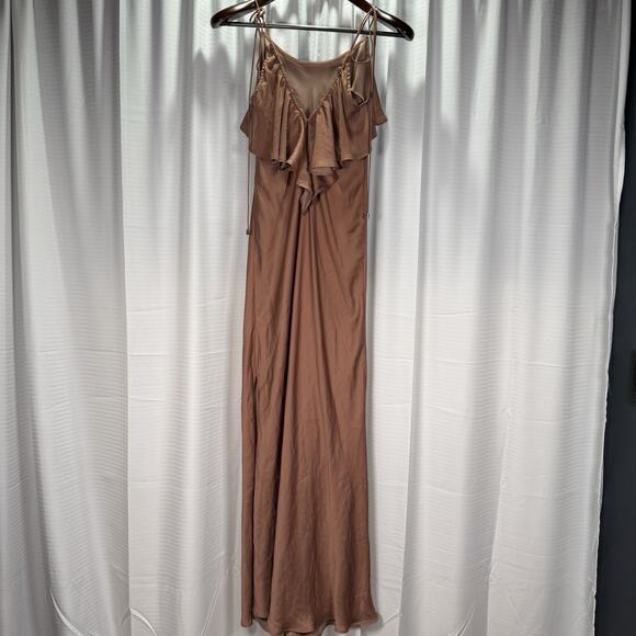Intimately Free People Women's Hadley Maxi Slip Dress Cocoa Brown Satin Size M - Picture 4 of 11